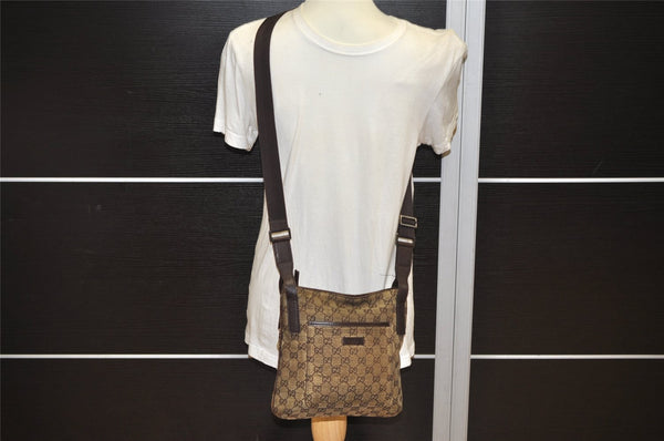 Authentic GUCCI Shoulder Cross Bag GG Canvas Leather Brown 122793 Junk 0124K