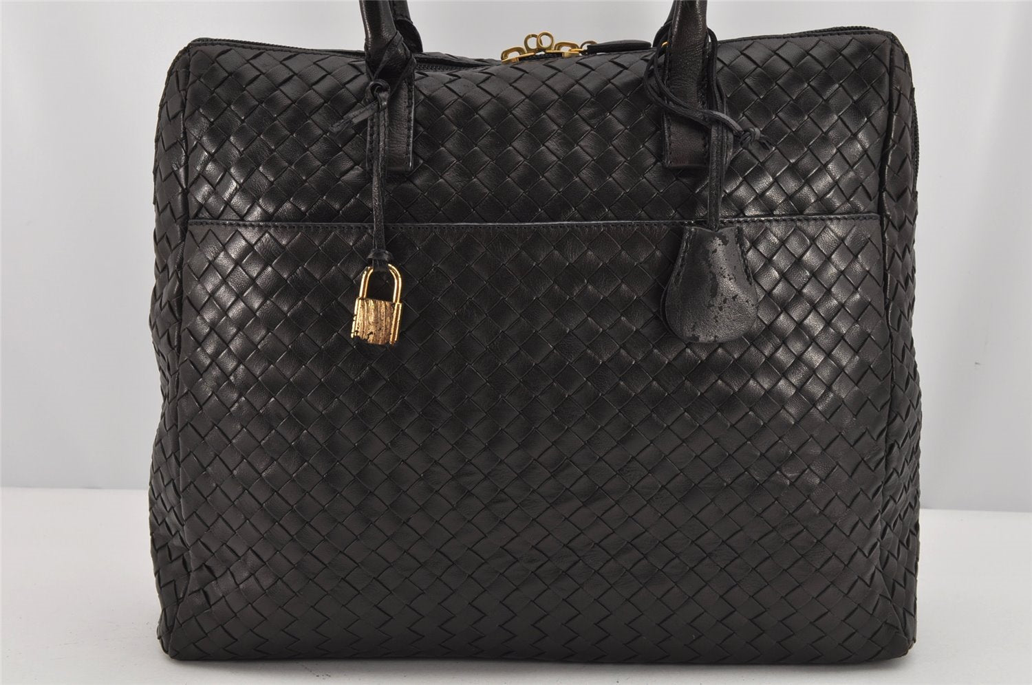Authentic BOTTEGA VENETA Intrecciato Leather 2Way Tote Bag Black Junk 0125K