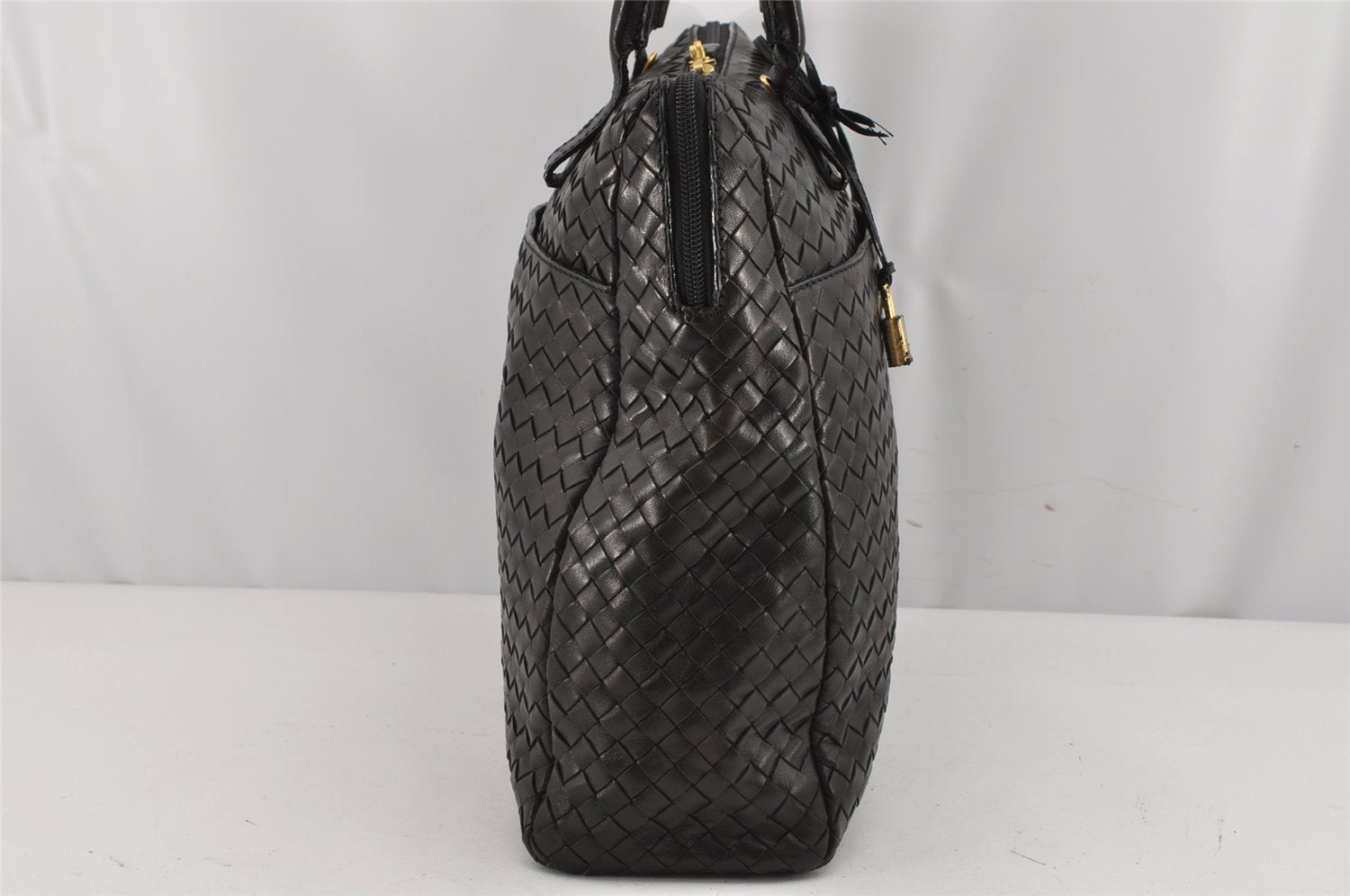 Authentic BOTTEGA VENETA Intrecciato Leather 2Way Tote Bag Black Junk 0125K