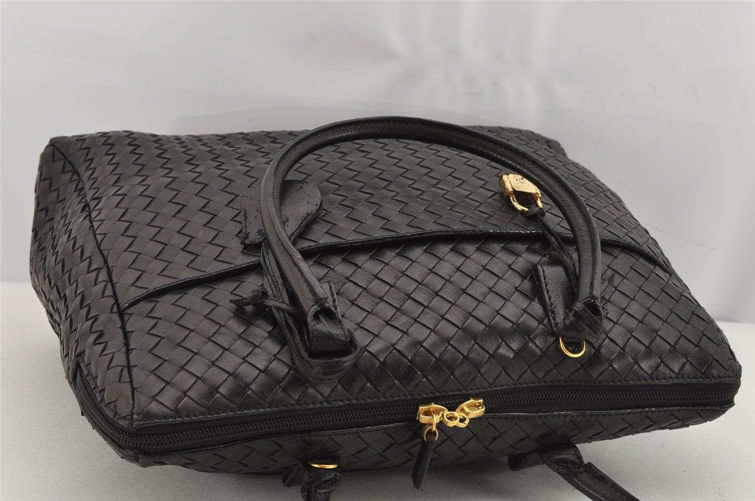 Authentic BOTTEGA VENETA Intrecciato Leather 2Way Tote Bag Black Junk 0125K