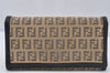 Authentic FENDI Vintage Zucchino Long Wallet Purse Canvas Leather Beige 0128J