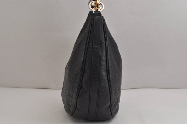 Authentic GUCCI Twins Guccissima Shoulder Hand Bag GG Leather 232962 Black 0131K