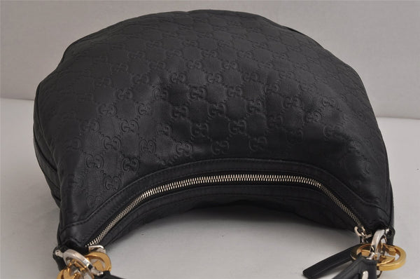 Authentic GUCCI Twins Guccissima Shoulder Hand Bag GG Leather 232962 Black 0131K