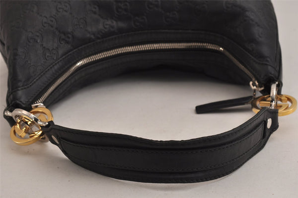 Authentic GUCCI Twins Guccissima Shoulder Hand Bag GG Leather 232962 Black 0131K