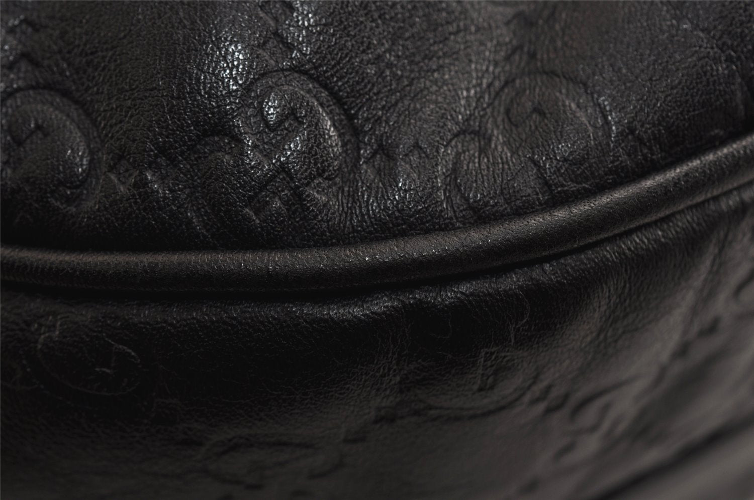 Authentic GUCCI Twins Guccissima Shoulder Hand Bag GG Leather 232962 Black 0131K