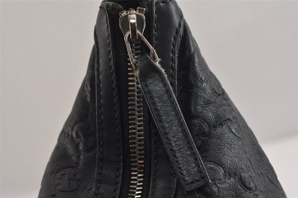 Authentic GUCCI Twins Guccissima Shoulder Hand Bag GG Leather 232962 Black 0131K