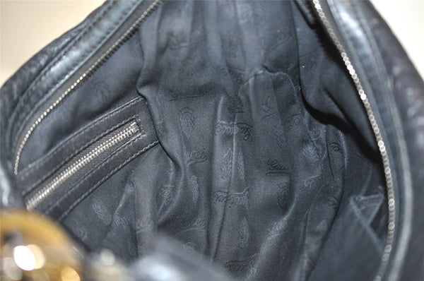 Authentic GUCCI Twins Guccissima Shoulder Hand Bag GG Leather 232962 Black 0131K