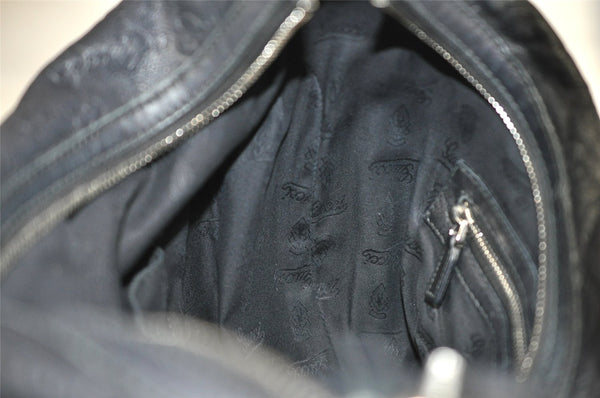 Authentic GUCCI Twins Guccissima Shoulder Hand Bag GG Leather 232962 Black 0131K