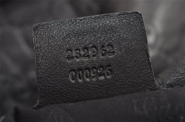 Authentic GUCCI Twins Guccissima Shoulder Hand Bag GG Leather 232962 Black 0131K