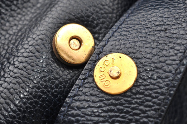Authentic GUCCI Shoulder Cross Body Bag Purse Leather Navy Blue Junk 0132I