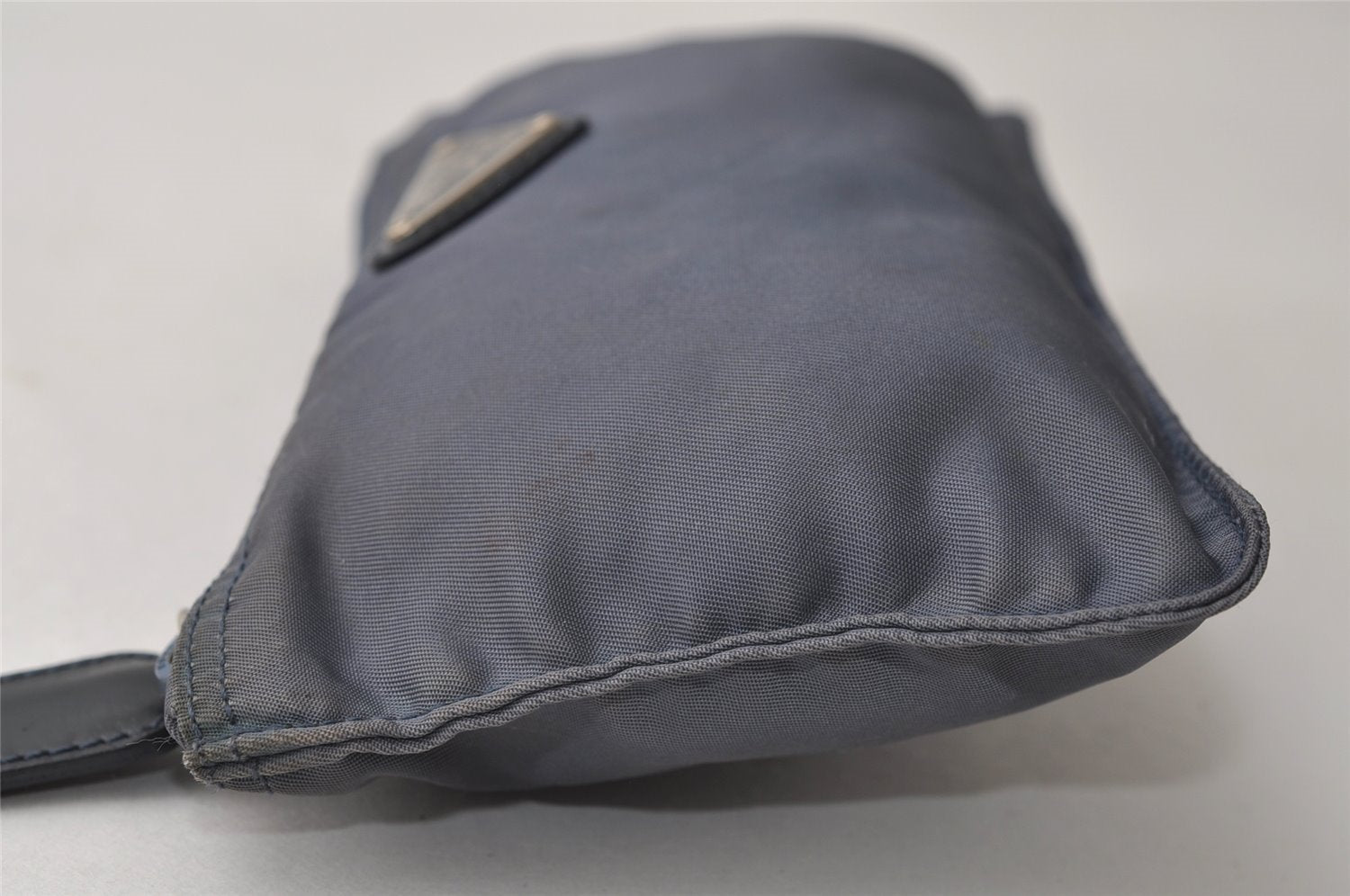 Authentic PRADA Vintage Nylon Tessuto Leather Pouch Purse Blue 0132J