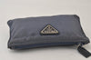 Authentic PRADA Vintage Nylon Tessuto Leather Pouch Purse Blue 0132J