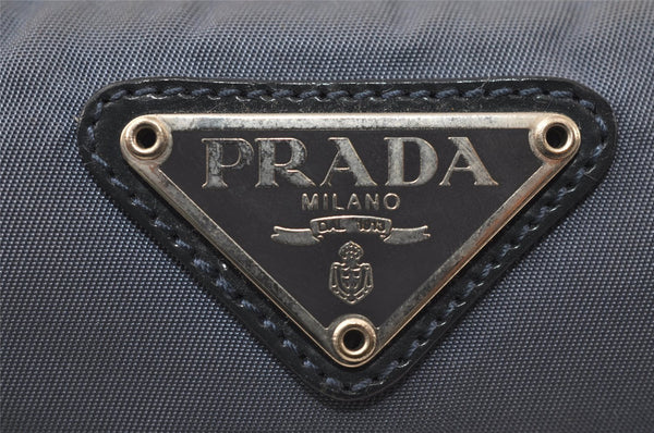 Authentic PRADA Vintage Nylon Tessuto Leather Pouch Purse Blue 0132J