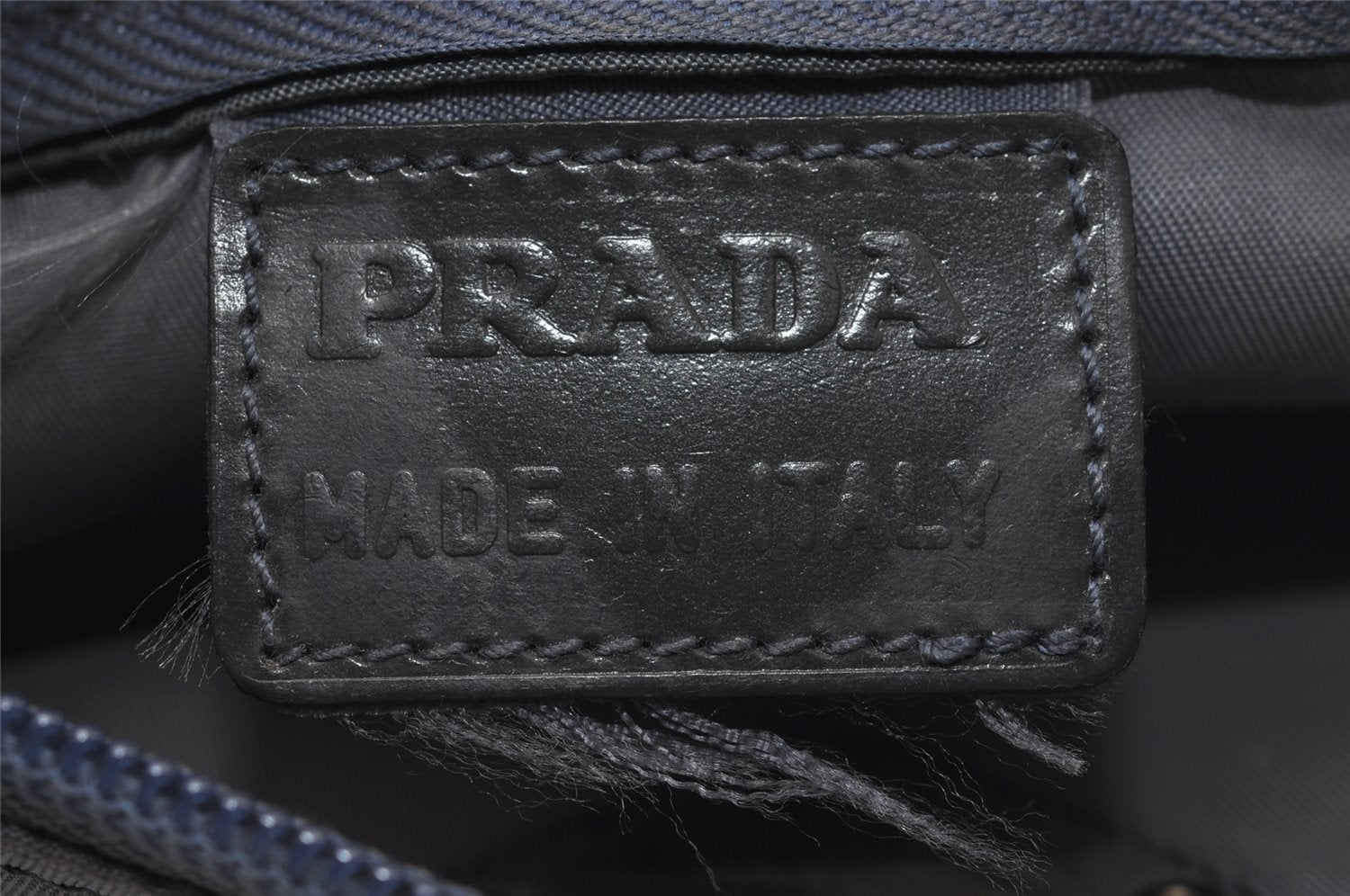 Authentic PRADA Vintage Nylon Tessuto Leather Pouch Purse Blue 0132J