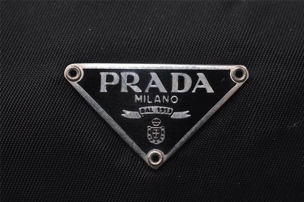 Authentic PRADA Vintage Nylon Tessuto Leather Pouch Purse Black 0133J