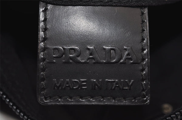 Authentic PRADA Vintage Nylon Tessuto Leather Pouch Purse Black 0133J