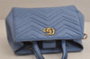 Authentic GUCCI GG Marmont 2Way Shoulder Hand Bag Leather 448054 Blue 0133K