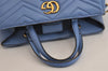 Authentic GUCCI GG Marmont 2Way Shoulder Hand Bag Leather 448054 Blue 0133K