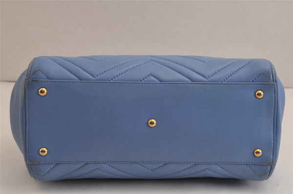Authentic GUCCI GG Marmont 2Way Shoulder Hand Bag Leather 448054 Blue 0133K