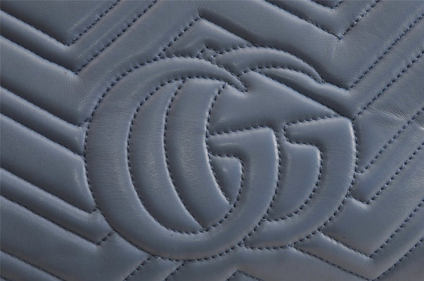 Authentic GUCCI GG Marmont 2Way Shoulder Hand Bag Leather 448054 Blue 0133K