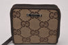 Authentic GUCCI Vintage Coin Case Purse GG Canvas Leather 115255 Brown 0134J