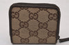 Authentic GUCCI Vintage Coin Case Purse GG Canvas Leather 115255 Brown 0134J