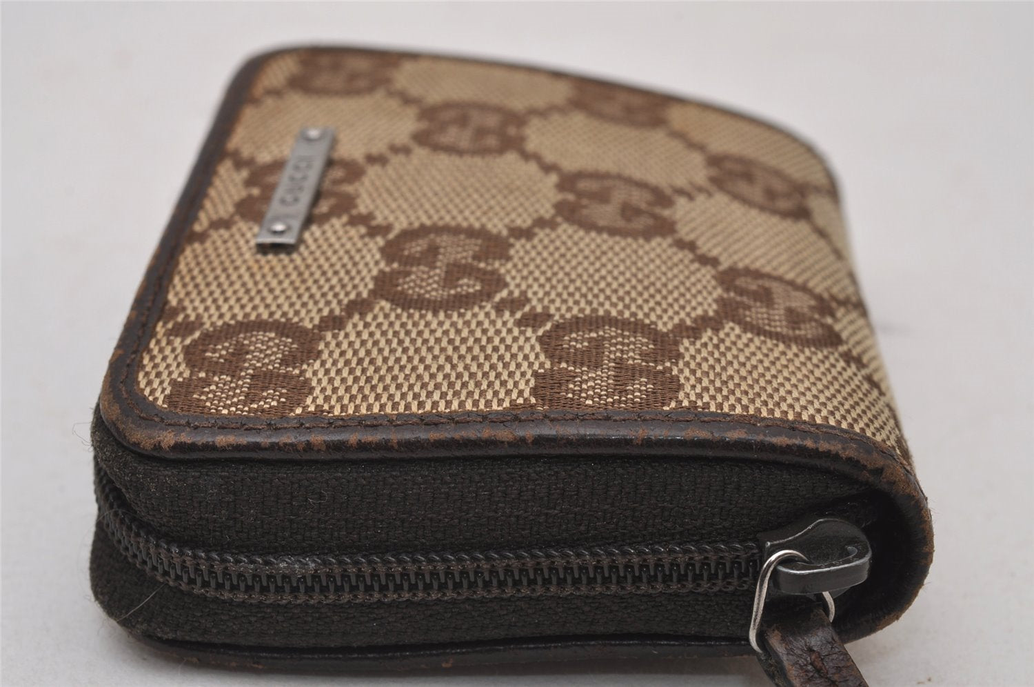 Authentic GUCCI Vintage Coin Case Purse GG Canvas Leather 115255 Brown 0134J