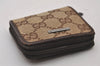 Authentic GUCCI Vintage Coin Case Purse GG Canvas Leather 115255 Brown 0134J