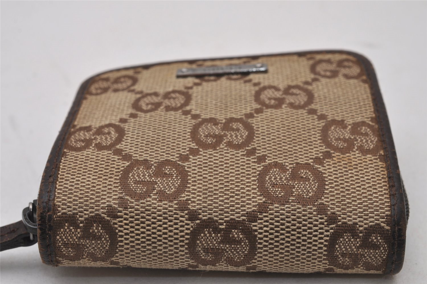 Authentic GUCCI Vintage Coin Case Purse GG Canvas Leather 115255 Brown 0134J