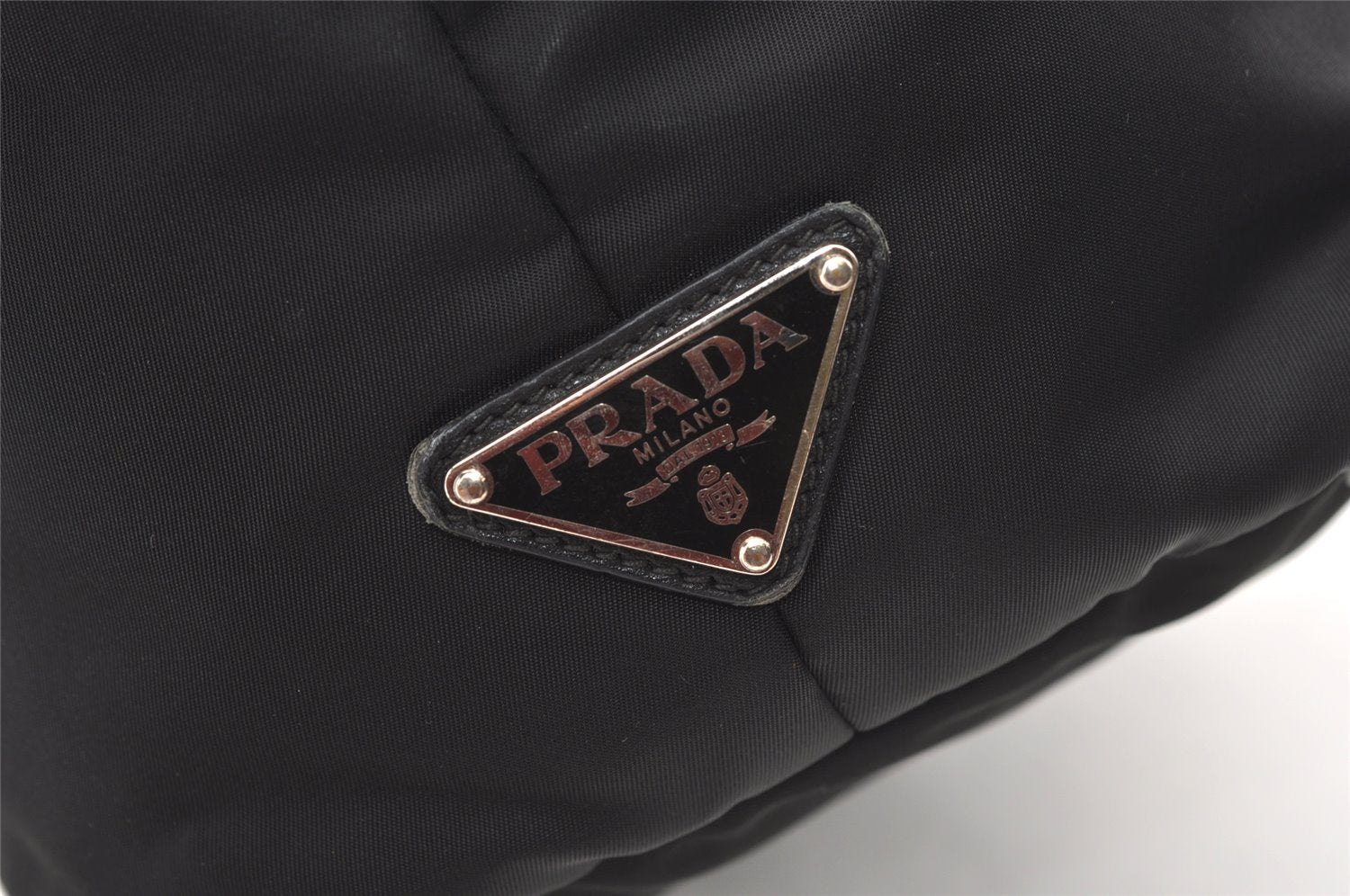 Authentic PRADA Nylon Tessuto Leather 2Way Hand Tote Bag Black 0138K