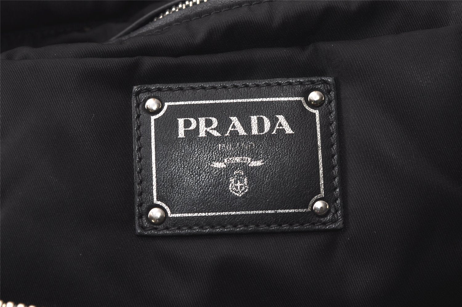 Authentic PRADA Nylon Tessuto Leather 2Way Hand Tote Bag Black 0138K