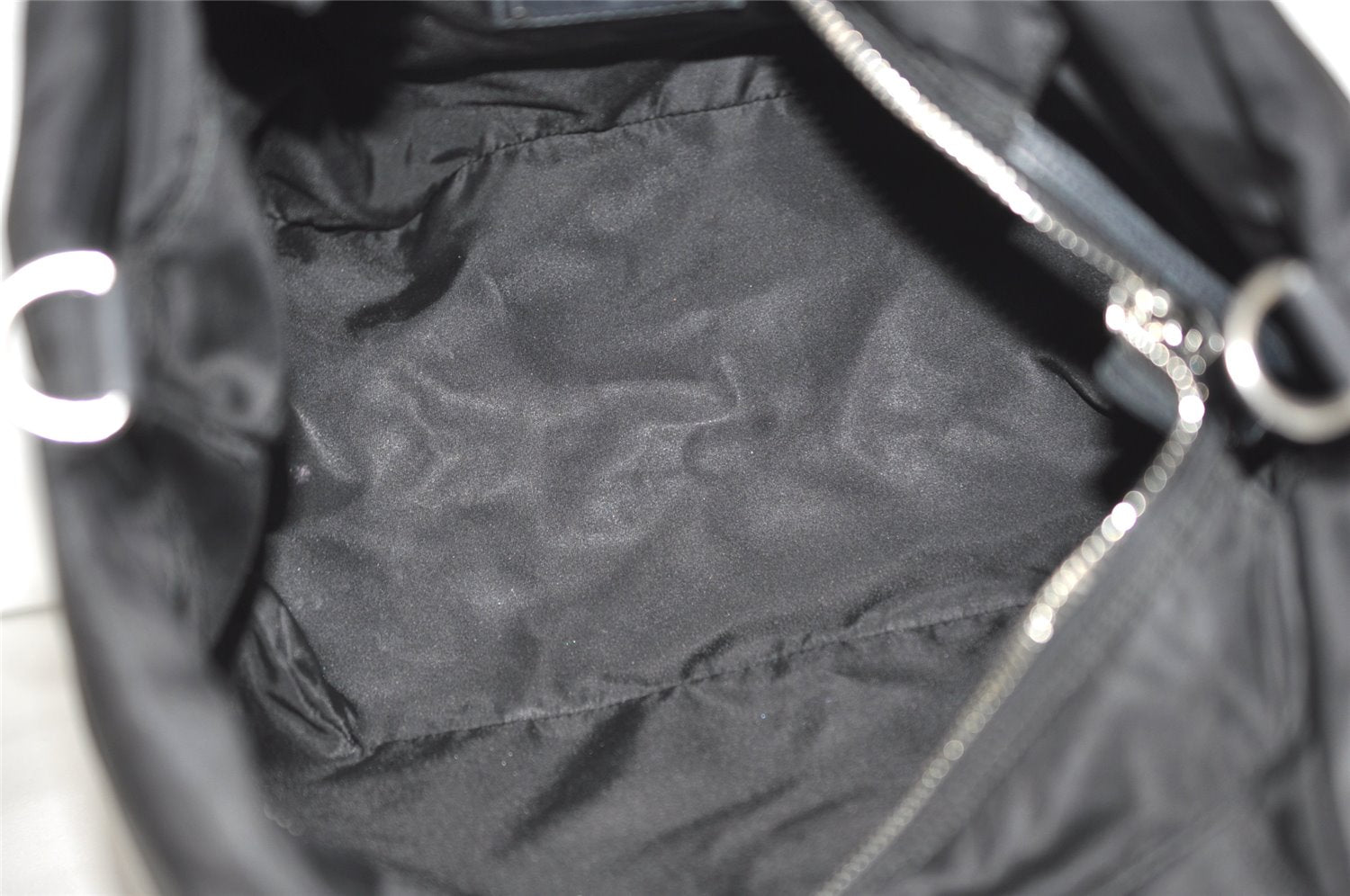Authentic PRADA Nylon Tessuto Leather 2Way Hand Tote Bag Black 0138K