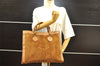 Authentic GUCCI Vintage Bamboo Hand Bag Suede Leather Brown Junk 0139I