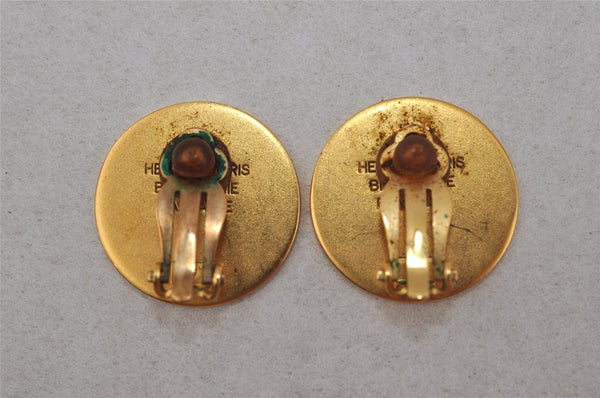 Authentic HERMES Clip-On Earrings Serie BIJOUTERIE FANTAISIE Gold 0139J