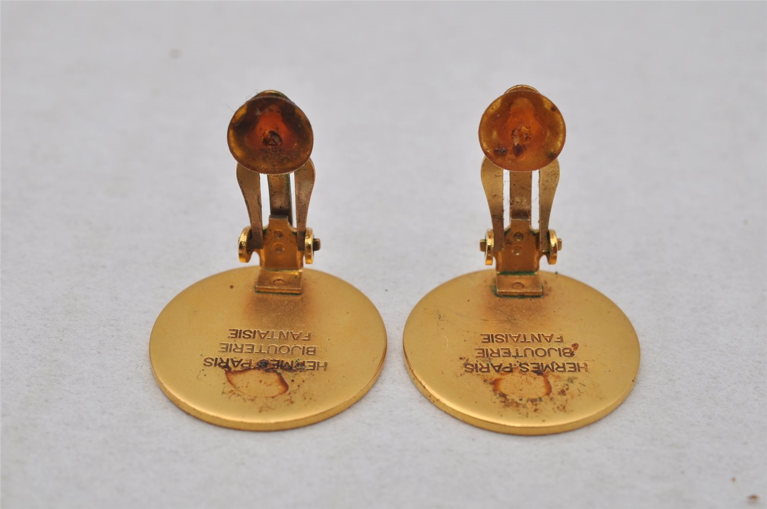 Authentic HERMES Clip-On Earrings Serie BIJOUTERIE FANTAISIE Gold 0139J