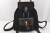 Authentic GUCCI Vintage Bamboo Backpack Purse Suede Leather Black 0139K