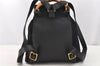 Authentic GUCCI Vintage Bamboo Backpack Purse Suede Leather Black 0139K