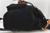 Authentic GUCCI Vintage Bamboo Backpack Purse Suede Leather Black 0139K