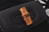 Authentic GUCCI Vintage Bamboo Backpack Purse Suede Leather Black 0139K