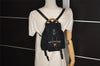 Authentic GUCCI Vintage Bamboo Backpack Purse Suede Leather Black 0139K