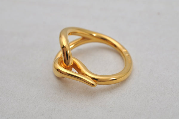 Authentic HERMES Scarf Ring Jumbo Circle Design Gold Tone 0140J
