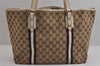 Authentic GUCCI Sherry Line Tote Bag GG Canvas Leather 139260 Brown 0140K