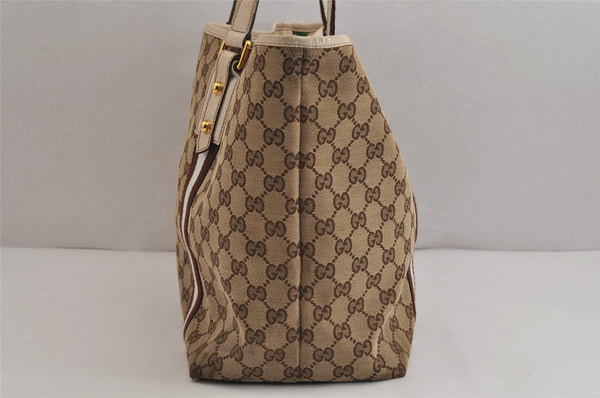 Authentic GUCCI Sherry Line Tote Bag GG Canvas Leather 139260 Brown 0140K