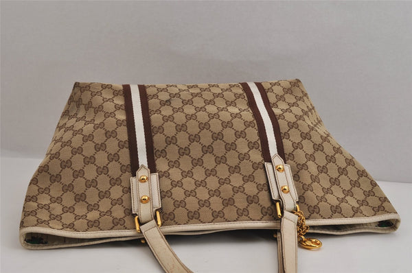 Authentic GUCCI Sherry Line Tote Bag GG Canvas Leather 139260 Brown 0140K