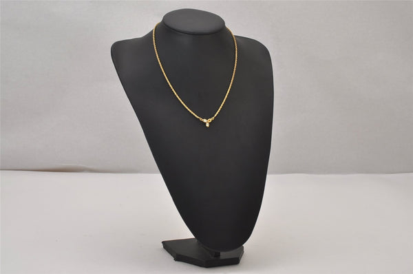 Authentic Christian Dior Gold Tone Rhinestone Chain Pendant Necklace CD 0141J