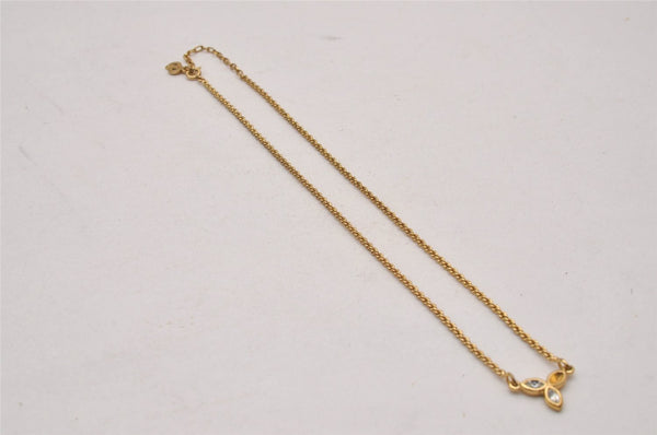 Authentic Christian Dior Gold Tone Rhinestone Chain Pendant Necklace CD 0141J