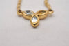 Authentic Christian Dior Gold Tone Rhinestone Chain Pendant Necklace CD 0141J