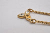 Authentic Christian Dior Gold Tone Rhinestone Chain Pendant Necklace CD 0141J