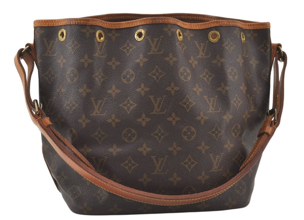 Authentic Louis Vuitton Monogram Petit Noe M42226 Shoulder Drawstring Bag 0141K