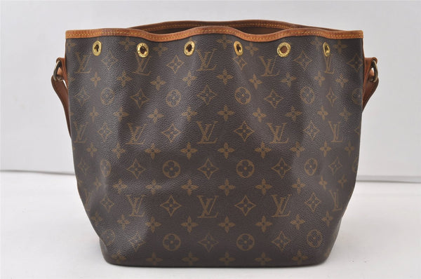 Authentic Louis Vuitton Monogram Petit Noe M42226 Shoulder Drawstring Bag 0141K